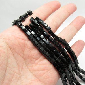 Black glass cube beads